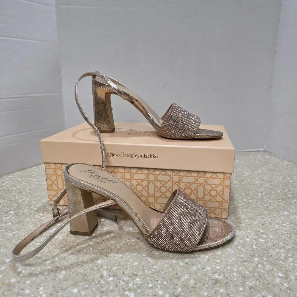 Jewel Badgley Mischka Women's Hattie Ankle Strap Sandal Rose Gold Women's Size 8 - Picture 3 of 9